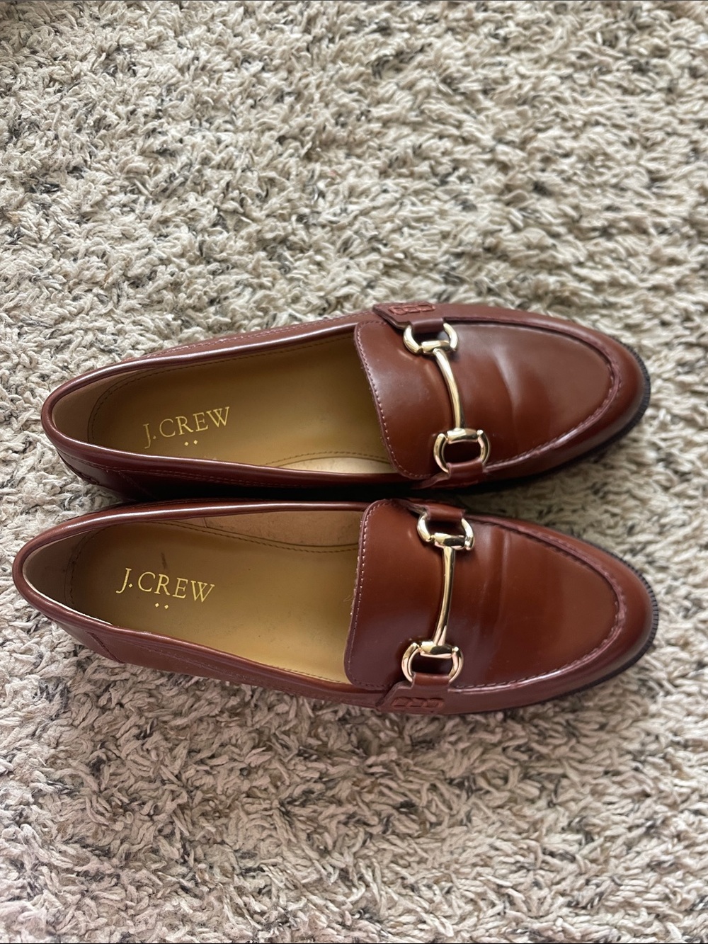 J. Crew Chestnut Leather Bit Loafers